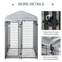 HKM-5137725 Large Outdoor Dog Kennel with Galvanized Steel Frame and UV-Resistant Roof Cover