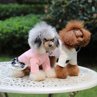 HKM-5138493 Comfortable Cotton Dog Skirt with Hood in Pink and Green - Cozy Casual Wear for Pets