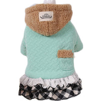 HKM-5138493 Comfortable Cotton Dog Skirt with Hood in Pink and Green - Cozy Casual Wear for Pets