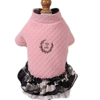 HKM-5138493 Comfortable Cotton Dog Skirt with Hood in Pink and Green - Cozy Casual Wear for Pets