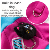 HKM-5138621 Color-Blocking Hooded Pet Sweatshirt for Small and Medium Dogs with Plush Cat Necklace Details