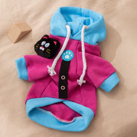 HKM-5138621 Color-Blocking Hooded Pet Sweatshirt for Small and Medium Dogs with Plush Cat Necklace Details