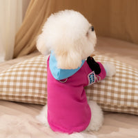HKM-5138621 Color-Blocking Hooded Pet Sweatshirt for Small and Medium Dogs with Plush Cat Necklace Details