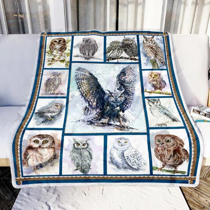 HKM-513875 Cozy Cartoon Owl Flannel Blanket for All Seasons