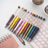 HKM-514003 Personalised Plastic Beaded Ballpoint Pens with Black Ink for Stationery and Office Use
