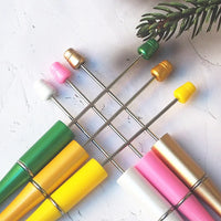 HKM-514003 Personalised Plastic Beaded Ballpoint Pens with Black Ink for Stationery and Office Use