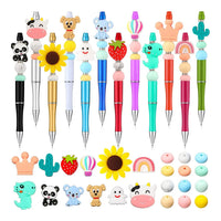 HKM-514003 Personalised Plastic Beaded Ballpoint Pens with Black Ink for Stationery and Office Use