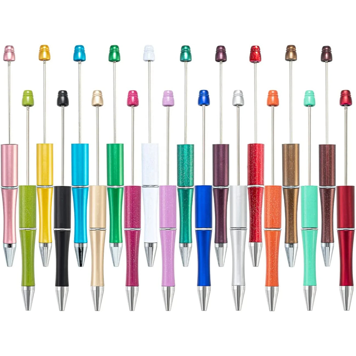 HKM-514003 Personalised Plastic Beaded Ballpoint Pens with Black Ink for Stationery and Office Use