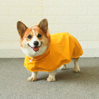 HKM-5140413 Yellow Dog Raincoat for Medium to Extra Large Dogs, Leather Material, All-Inclusive Apron Design