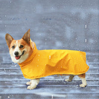HKM-5140413 Yellow Dog Raincoat for Medium to Extra Large Dogs, Leather Material, All-Inclusive Apron Design