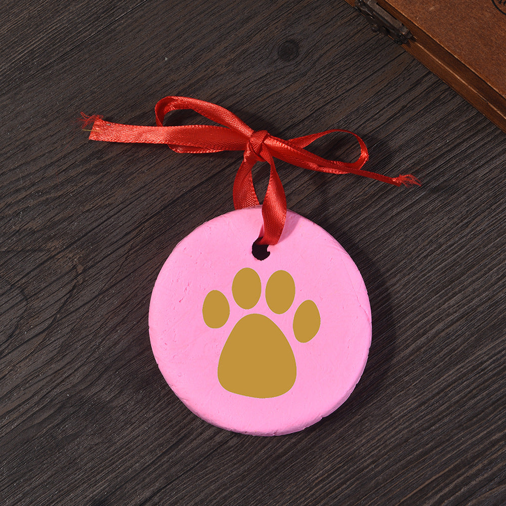 HKM-5141309 Pet Paw Print Ink Pad Set for Cats and Dogs - Includes 2 Ink Pads, Mold, Ribbon, and Text Printing Plate