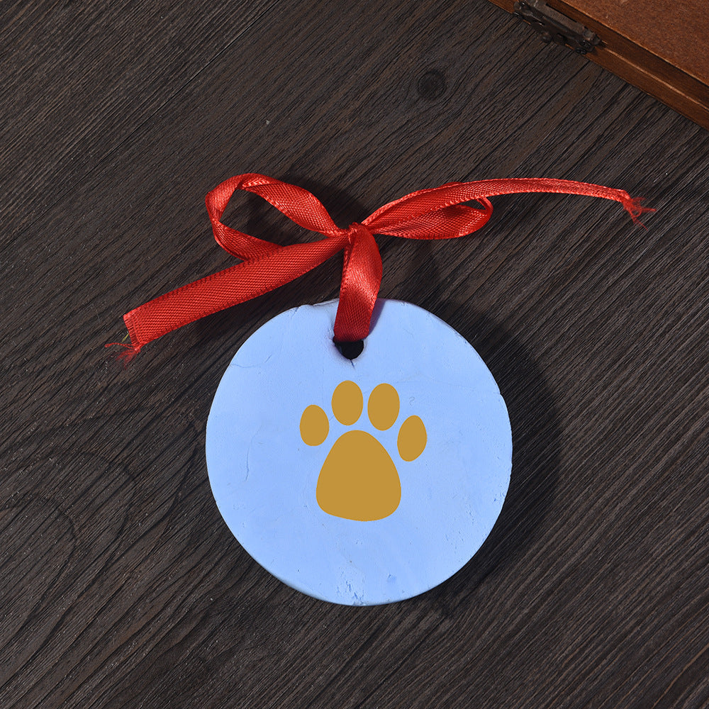 HKM-5141309 Pet Paw Print Ink Pad Set for Cats and Dogs - Includes 2 Ink Pads, Mold, Ribbon, and Text Printing Plate
