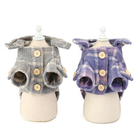 HKM-5142205 Woolen Plaid Two-Legged Dog Windbreaker for Autumn and Winter - Khaki and Purple Options Available