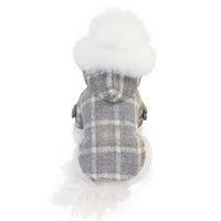 HKM-5142205 Woolen Plaid Two-Legged Dog Windbreaker for Autumn and Winter - Khaki and Purple Options Available