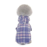 HKM-5142205 Woolen Plaid Two-Legged Dog Windbreaker for Autumn and Winter - Khaki and Purple Options Available