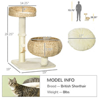 HKM-5143101 28" Elevated Cat Tree with Plush Bed, Sisal Scratcher, and Play Ball for Indoor Cats