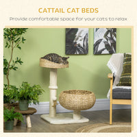 HKM-5143101 28" Elevated Cat Tree with Plush Bed, Sisal Scratcher, and Play Ball for Indoor Cats