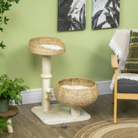HKM-5143101 28" Elevated Cat Tree with Plush Bed, Sisal Scratcher, and Play Ball for Indoor Cats