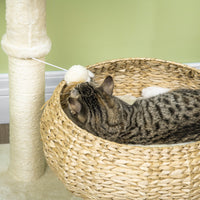 HKM-5143101 28" Elevated Cat Tree with Plush Bed, Sisal Scratcher, and Play Ball for Indoor Cats