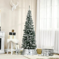 HKM-514323 6ft Snow Flocked Artificial Christmas Tree with Metal Stand for Indoor Holiday Decor