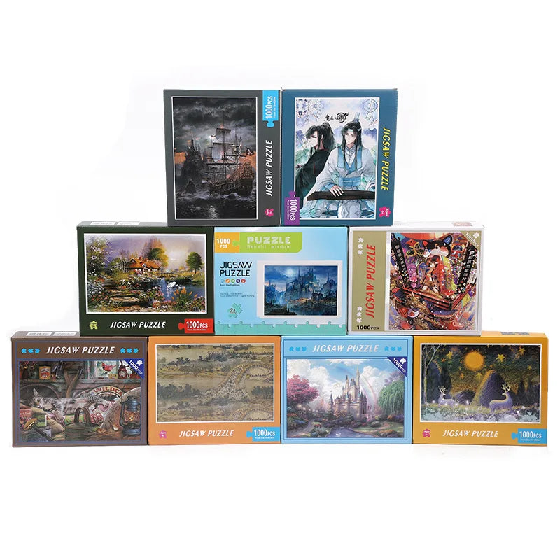 HKM-514323 Custom 1000 Piece Jigsaw Puzzle Featuring Famous Painting Scenery for Educational Decompression Activities