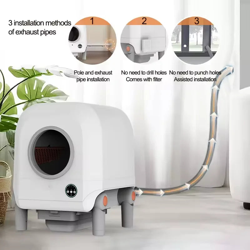 HKM-514323 Smart Self-Cleaning Cat Litter Box with WiFi Control and App Access, Eco-friendly Design