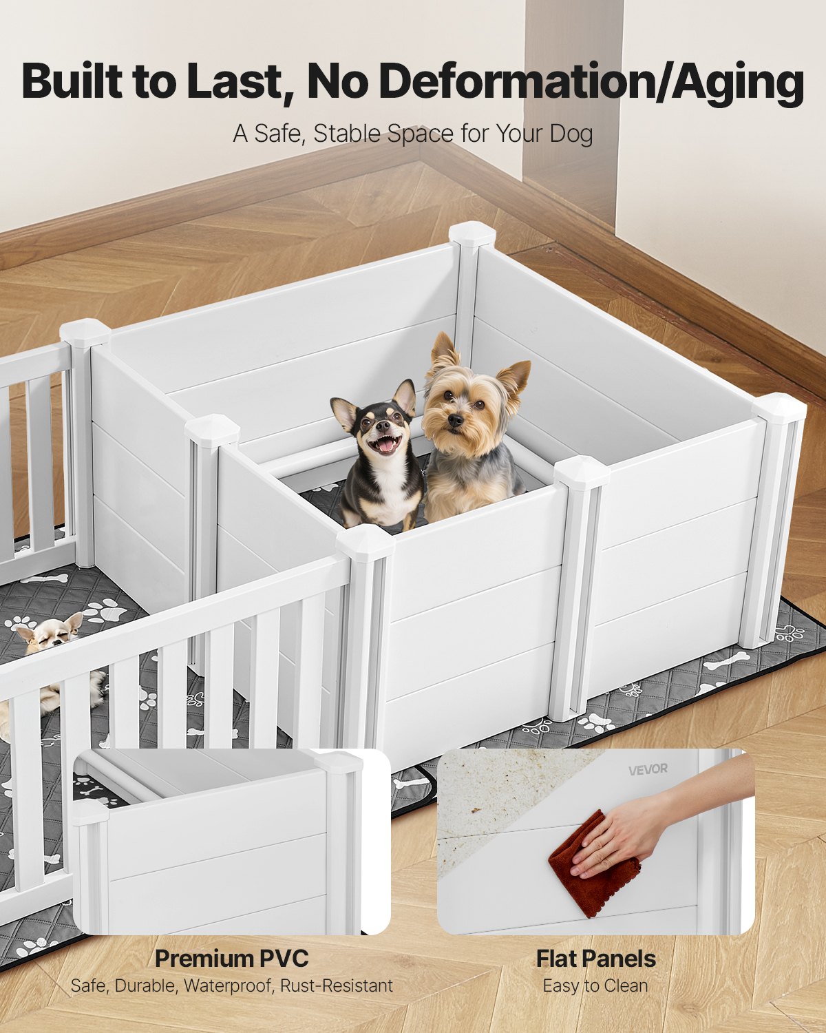 HKM-5143485 Adjustable Whelping Pen for Medium Dogs - 73x38x19.7 in, Waterproof PVC with Adjustable Door Height