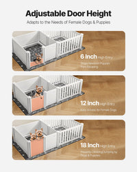 HKM-5143485 Adjustable Whelping Pen for Medium Dogs - 73x38x19.7 in, Waterproof PVC with Adjustable Door Height