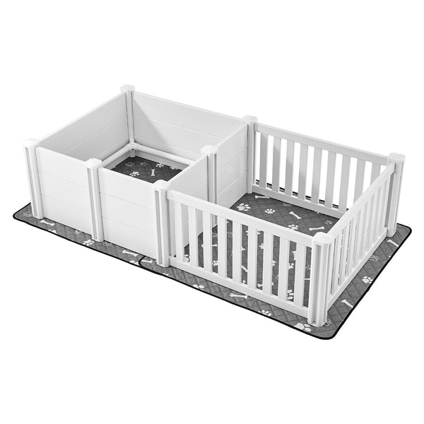 HKM-5143485 Adjustable Whelping Pen for Medium Dogs - 73x38x19.7 in, Waterproof PVC with Adjustable Door Height