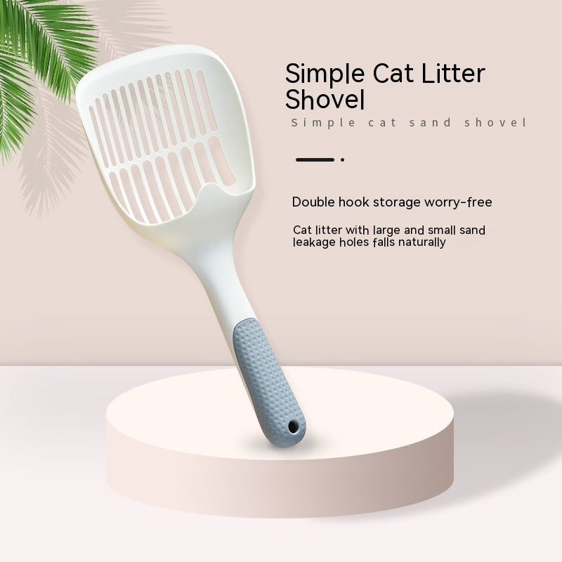 HKM-5143613 Long Handle Plastic Cat Litter Scoop - Light Gray Minimalist Design