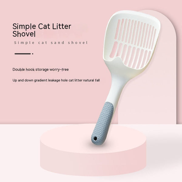 HKM-5143613 Long Handle Plastic Cat Litter Scoop - Light Gray Minimalist Design