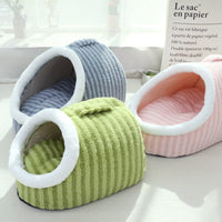 HKM-5143869 Cozy Macaron Cat Nest - Thickened Three-Dimensional Double-Piece Bed for Autumn and Winter Comfort