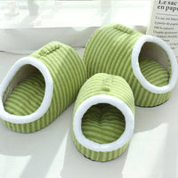 HKM-5143869 Cozy Macaron Cat Nest - Thickened Three-Dimensional Double-Piece Bed for Autumn and Winter Comfort