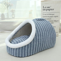HKM-5143869 Cozy Macaron Cat Nest - Thickened Three-Dimensional Double-Piece Bed for Autumn and Winter Comfort