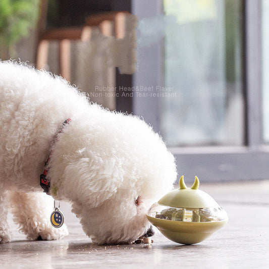 HKM-5144637 Rubber Flying Saucer Leaking Ball Toy for Pets - Available in Pink, Blue, Avocado