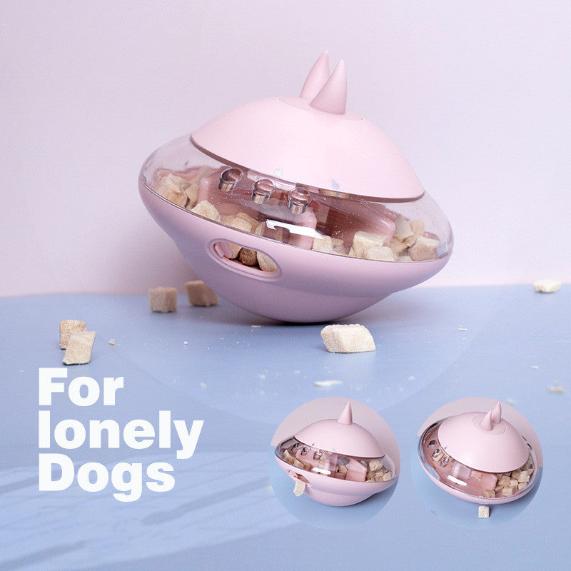 HKM-5144637 Rubber Flying Saucer Leaking Ball Toy for Pets - Available in Pink, Blue, Avocado