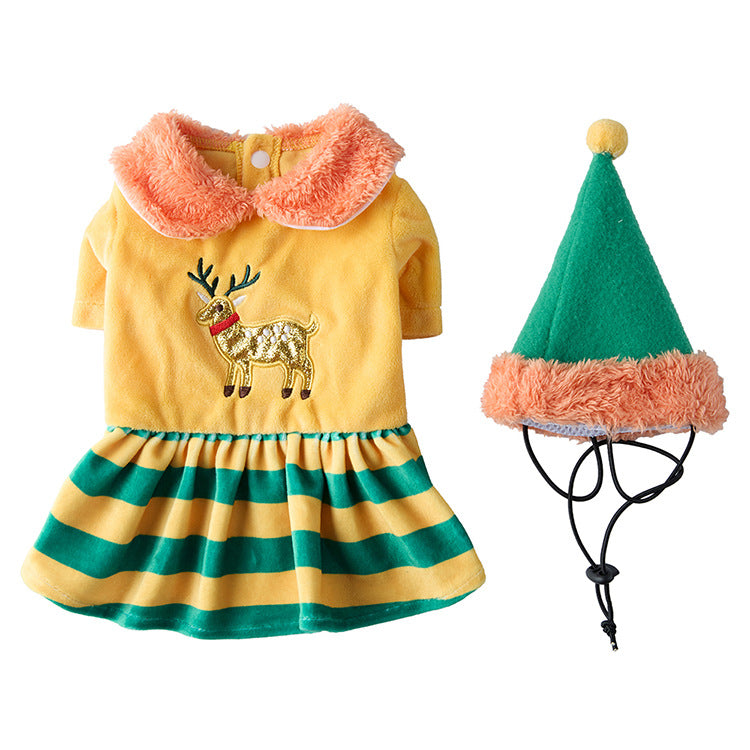 HKM-5144893 Festive Pet Costume for Dogs - Halloween and Christmas Style with Skirt and Accessories, Available in Sizes S, M, L, XL