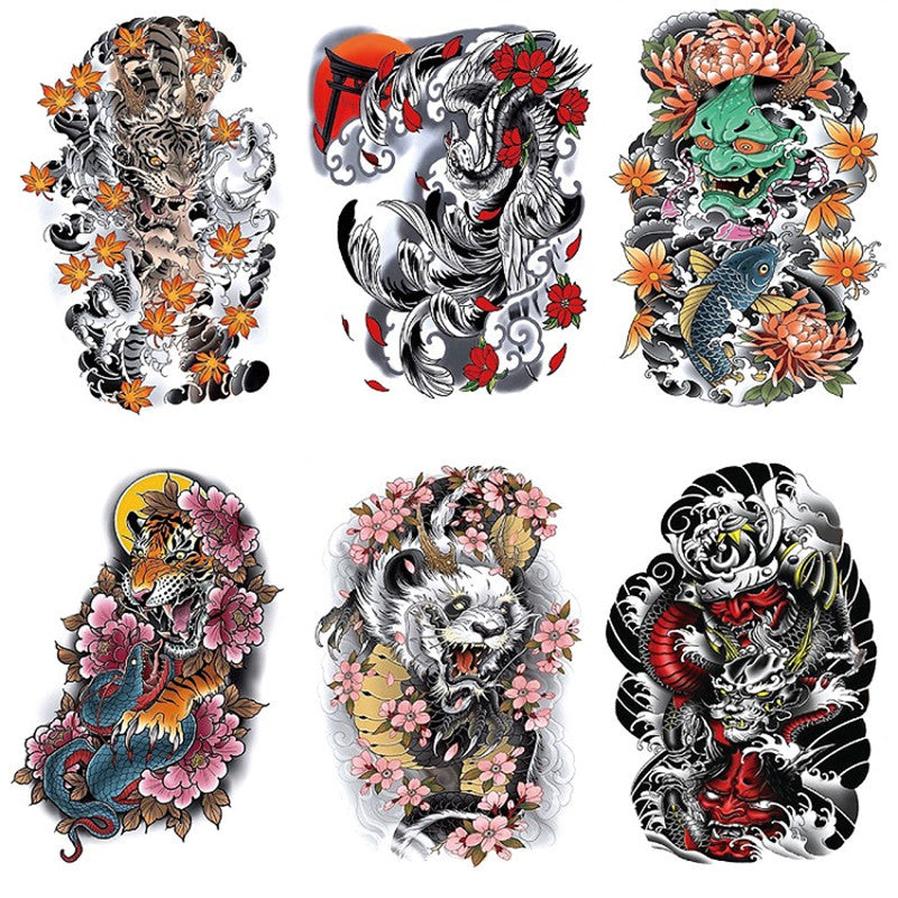 HKM-514515 Tattoo Decals for Men - 6 Piece Set, Fit All Skin Types, 148x210mm