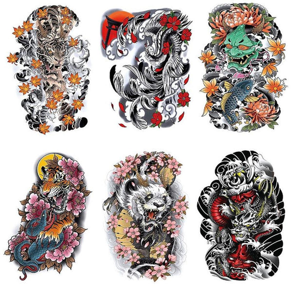 HKM-514515 Tattoo Decals for Men - 6 Piece Set, Fit All Skin Types, 148x210mm