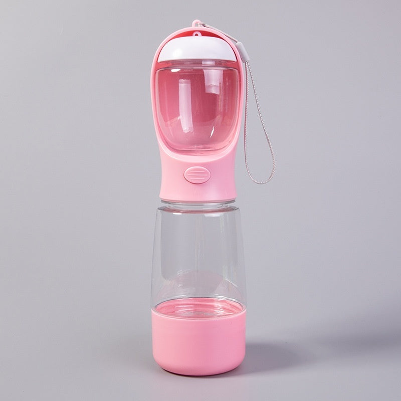 HKM-5145661 Portable Dog and Cat Drinking Water Cup - Integrated Food Container in Sky Blue, Grass Green, Pink, and Dark Blue