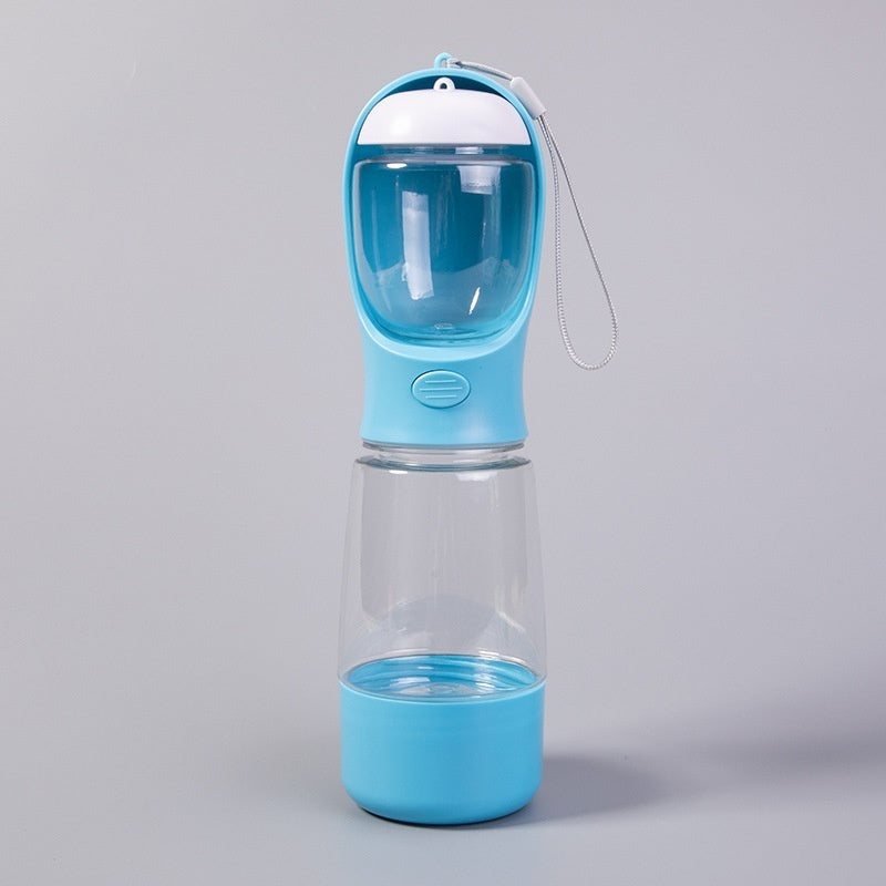 HKM-5145661 Portable Dog and Cat Drinking Water Cup - Integrated Food Container in Sky Blue, Grass Green, Pink, and Dark Blue