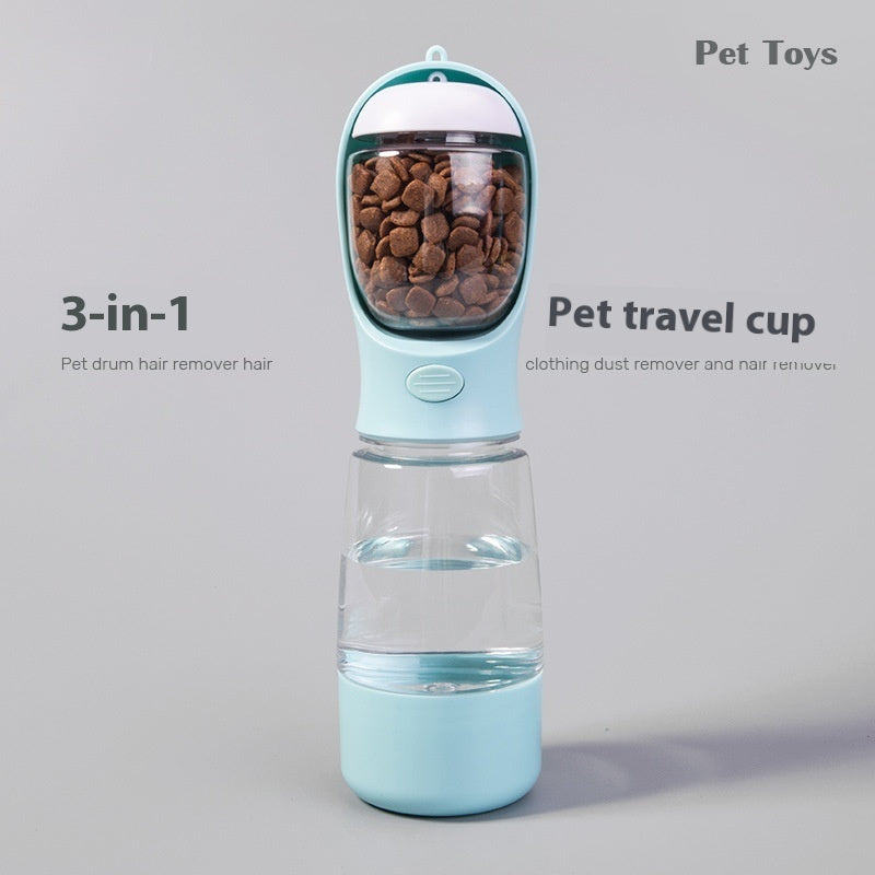HKM-5145661 Portable Dog and Cat Drinking Water Cup - Integrated Food Container in Sky Blue, Grass Green, Pink, and Dark Blue