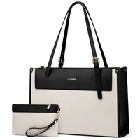 HKM-514579 Fashion PU Leather Laptop Tote Bag Set - Waterproof Business Briefcase for Office Use (15.6 inches)