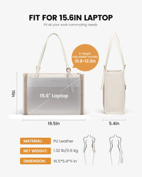 HKM-514579 Fashion PU Leather Laptop Tote Bag Set - Waterproof Business Briefcase for Office Use (15.6 inches)