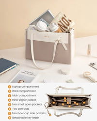 HKM-514579 Fashion PU Leather Laptop Tote Bag Set - Waterproof Business Briefcase for Office Use (15.6 inches)