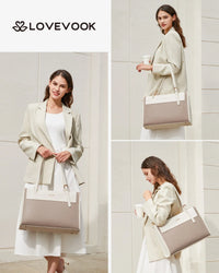 HKM-514579 Fashion PU Leather Laptop Tote Bag Set - Waterproof Business Briefcase for Office Use (15.6 inches)