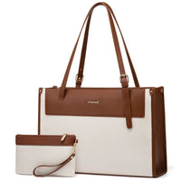 HKM-514579 Fashion PU Leather Laptop Tote Bag Set - Waterproof Business Briefcase for Office Use (15.6 inches)