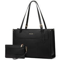 HKM-514579 Fashion PU Leather Laptop Tote Bag Set - Waterproof Business Briefcase for Office Use (15.6 inches)