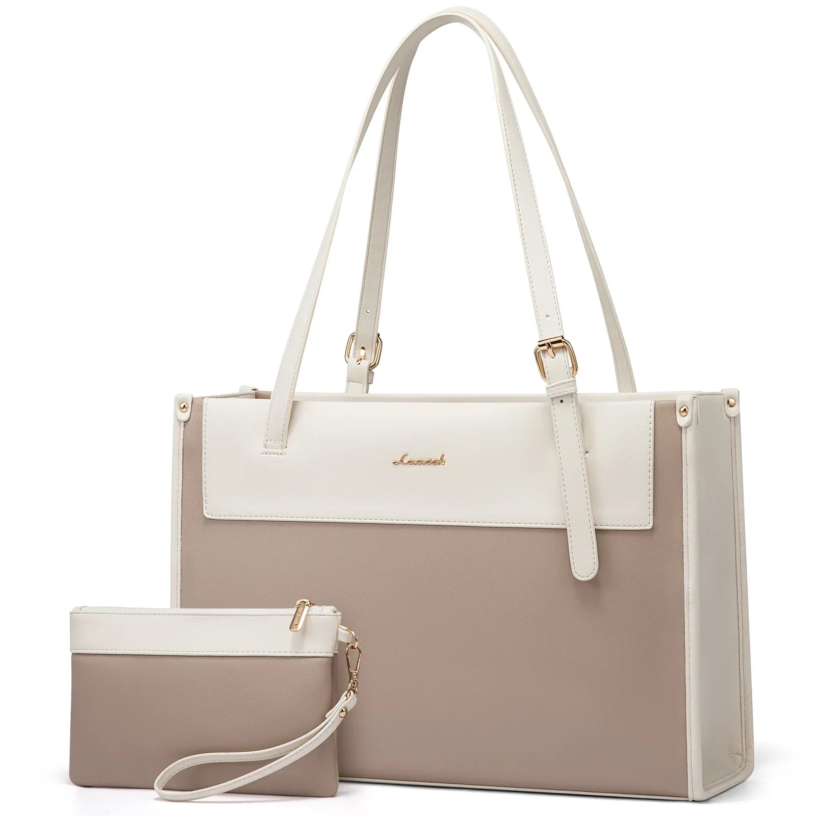 HKM-514579 Fashion PU Leather Laptop Tote Bag Set - Waterproof Business Briefcase for Office Use (15.6 inches)
