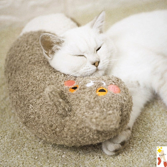 HKM-5146429 Cozy Cat Pillow - Polyester Fiber Seat Cushion for Comfort and Relaxation